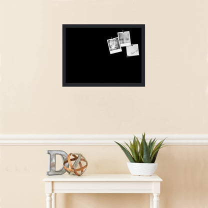 PinPix 22x16 Inch Cork Bulletin Board. This Decorative Framed Pin Board Comes with Solid Black Design and a Satin Black Frame. Ideal for Home Office Decor or Message Board (PinPix-622)