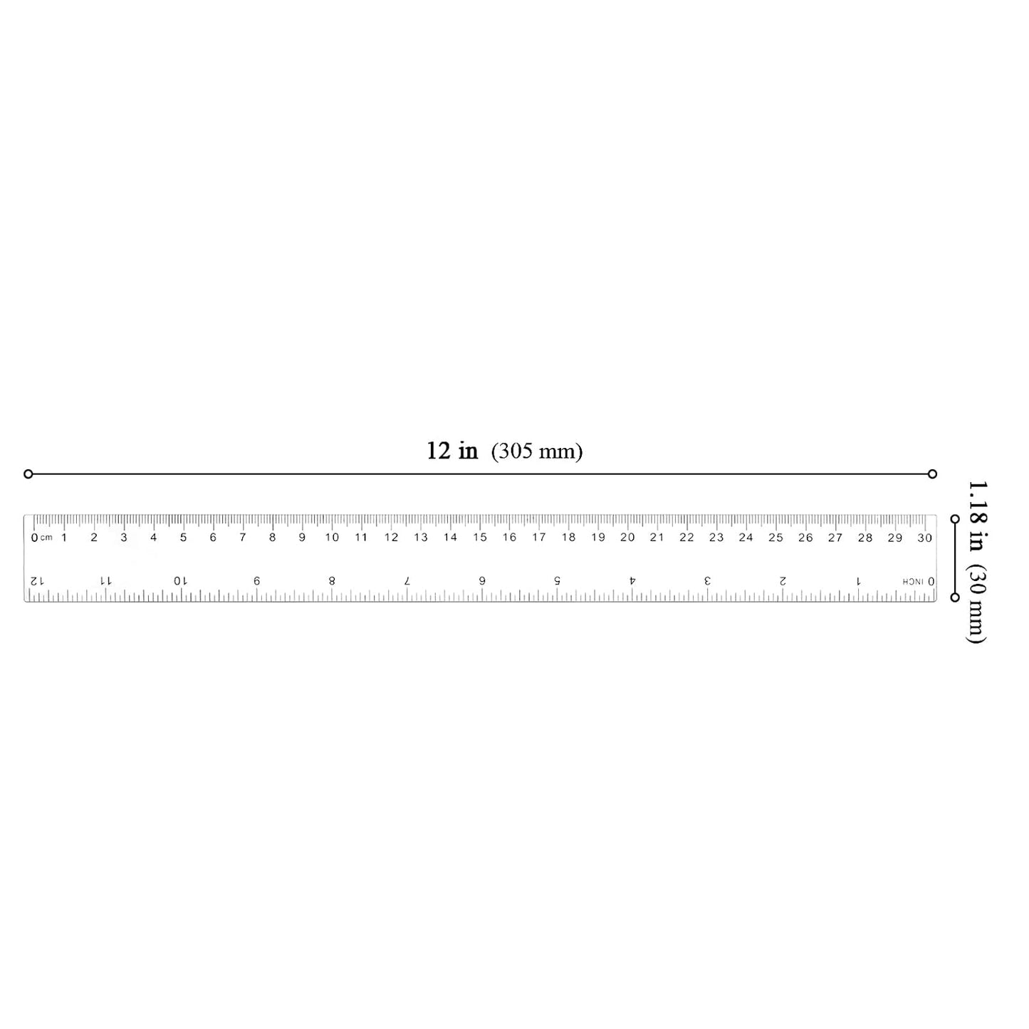 KEILEOHO 200 Pack 12 Inch Clear Plastic Ruler, Bulk Standard/Metric Straight Rulers, Transparent Rulers Measuring Tool for Classroom, Home, Office, Craft Room