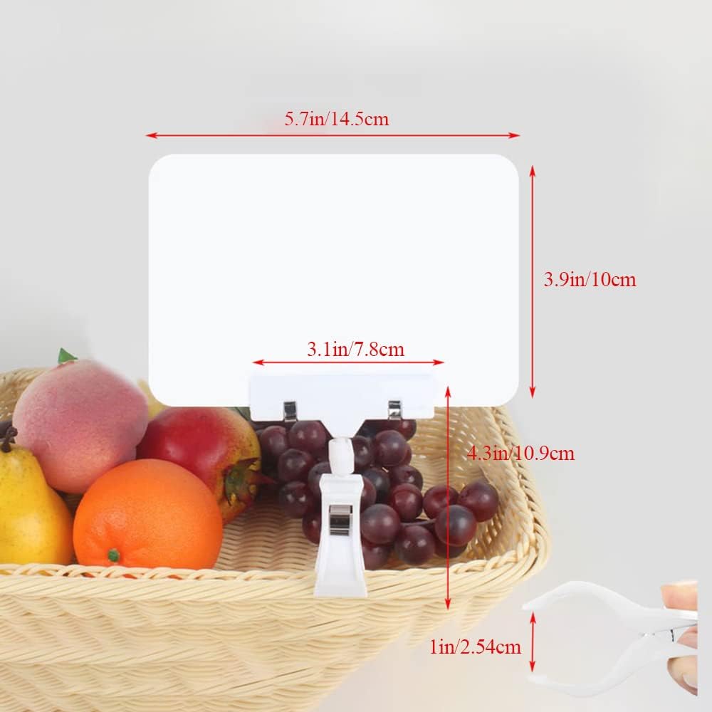 Display Clips, 10 Pack Double Head Rotating Reuse Food Sign Holder, Mini Plastic Chalkboard for Business, Party, Office, Exhibition (White)