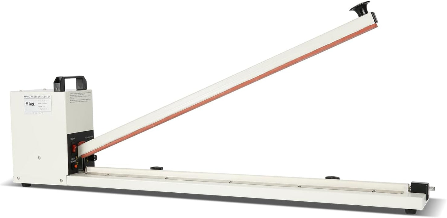 Impulse Heat Sealer with Seal bar, Heavy-Duty Bag Sealing & Cutting Machine, 8mm Sealing Width, 1 Extra Replacement (white, 30 inch)