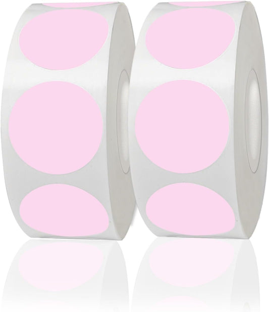 STARLIBOO Colored Dot Stickers, 1 Inch Pink Circle Color Code Label, Pink Waterproof Garage Sale Stickers, Yard Sale Price Labels (2 Rolls, 1000Pcs)