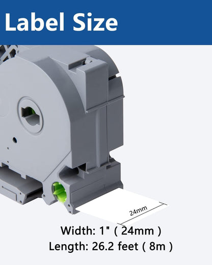 Tz 251 Tze 251 1 Inch 24mm Laminated White Compatible with Brother P Touch Label Maker Tape TZe251 TZe-251 Label Tape for PT-D600 PT-P710BT PT-P700, Black on White, 1 Inch x 26.2 Feet, 3 Pack