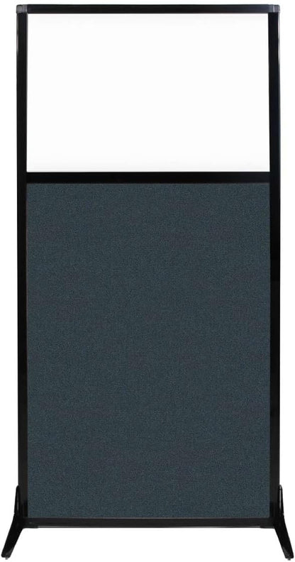 Versare Workstation Partition | Portable Wall Divider | Modern Office Cubicle | Free Standing Privacy Screen | Flexible Work Space | 33" x 70" W/Window, Blue Spruce Fabric Panels
