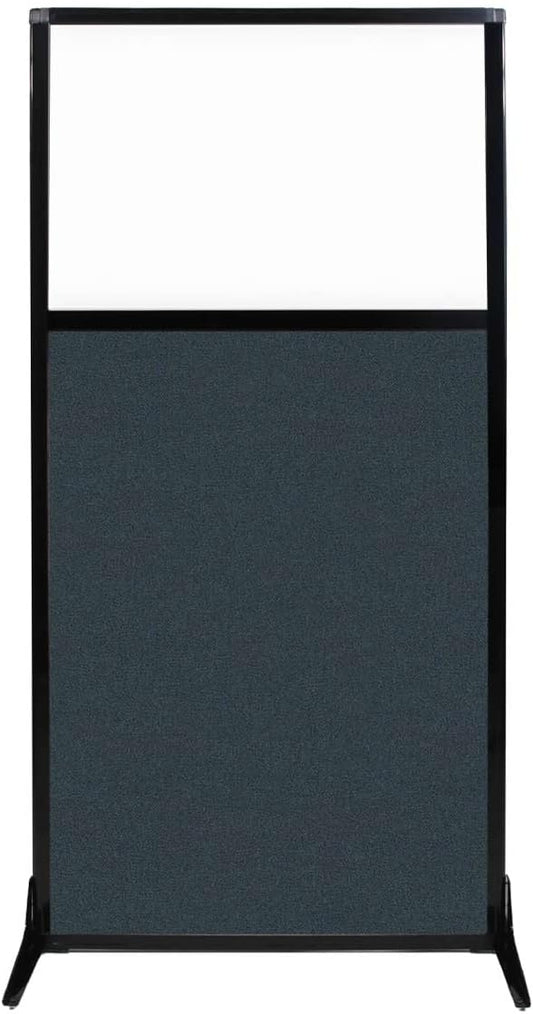 Versare Workstation Partition | Portable Wall Divider | Modern Office Cubicle | Free Standing Privacy Screen | Flexible Work Space | 33" x 70" W/Window, Blue Spruce Fabric Panels