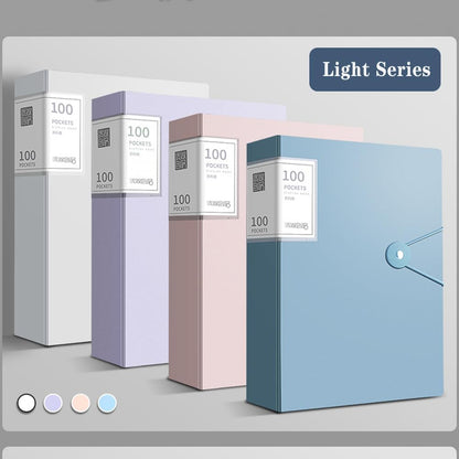 File Folder - 100 Pockets, Durable A4 Letter Size Organizer, Water-Resistant Plastic Dividers, Home/Office/School Document Holder (White)