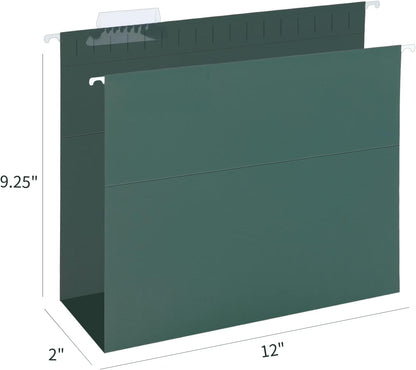 HERKKA Extra Capacity Hanging File Folders, 30 Pack Reinforced Hang Folders with Heavy Duty 2 Inch Expansion, Designed for Bulky Files, Medical Charts, Letter Size, Green