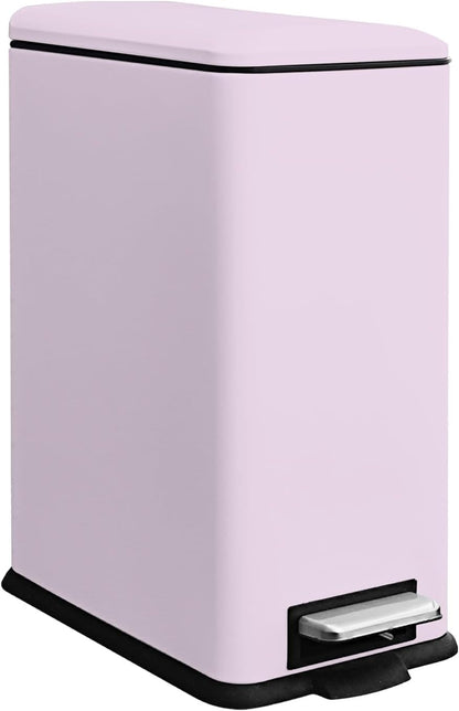 8 Gallon Step On Trash Can with Soft-Close Lid, Stainless Steel Garbage Can Fingerprint Resistant with Removal Inner Bucket, Modern Pink Trash Can for Home, Kitchen, Laundry Room, Office, Bathroom