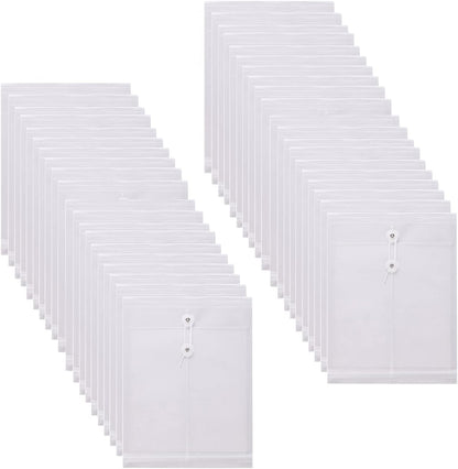 Letter Size Clear Poly Envelopes with String Closure Top Opening Folder Pack of 40 Bottom with Expanding Gusset