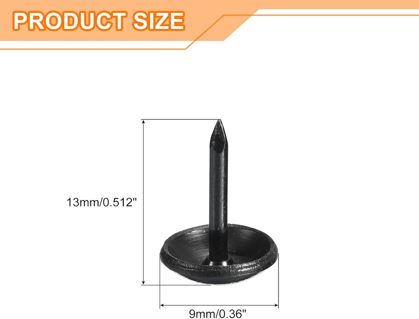 uxcell Upholstery Tacks Nail Pins Furniture, 100Pcs 9x13mm Thumb Tack Pins Assortment Kit Carbon Steel for Home Sofa DIY Decorative Nail Heads Nails, Black