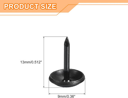 uxcell Upholstery Tacks Nail Pins Furniture, 100Pcs 9x13mm Thumb Tack Pins Assortment Kit Carbon Steel for Home Sofa DIY Decorative Nail Heads Nails, Black