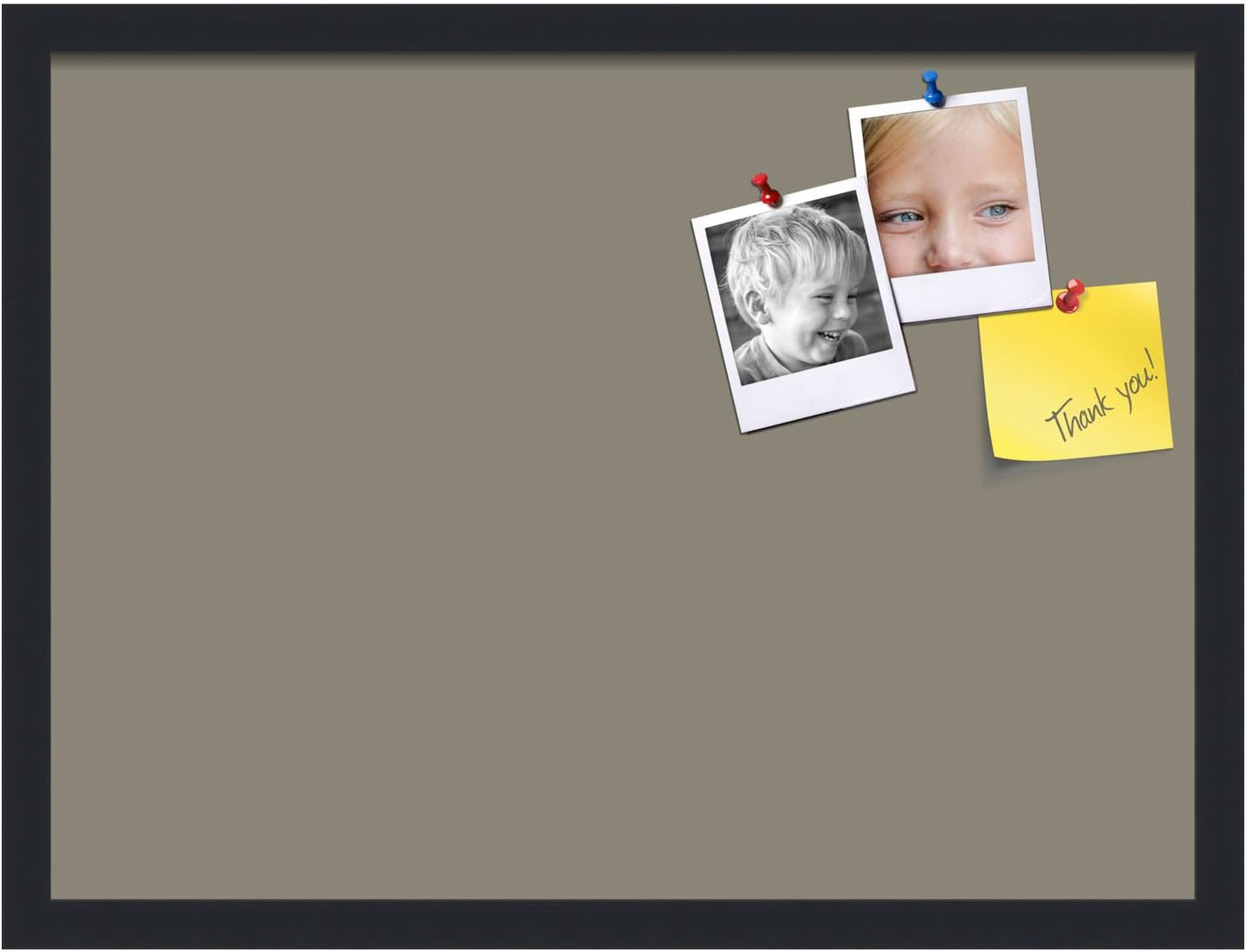 PinPix 23x17 Inch Cork Bulletin Board. This Decorative Framed Pin Board Comes with Pewter Design and a Satin Black Frame. Ideal for Home Office Decor or Message Board (PinPix-1812)