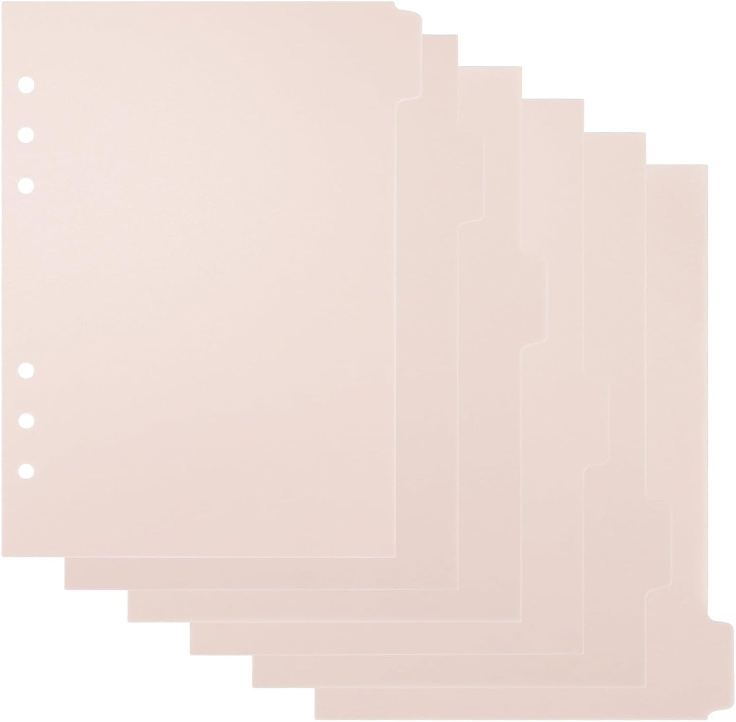 A5 Plastic Binder Dividers 6 Holes Durable Plastic 6 Tab Dividers for 6-Ring Binders, Notebooks, Planners, 5.7x8.3 inch (Pink)