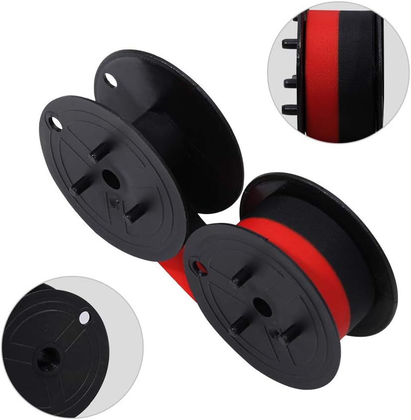 Bigger Replacement for Porelon 11216 Universal Twin Spool Calculator Ribbon for Nukote BR80c, Sharp EL-1197PIII, Dataproducts R3027, Casio DR-210R, Canon MP11DX MP25DV, Black and Red, 12 Pack