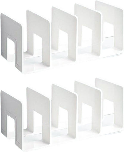 2PCS Acrylic File Organizer for Desk, Desktop Document/Mail Organizer, 4 Compartments Plastics Invisible Bookshelf Floating (12.5" x 5.7" x 5", White)