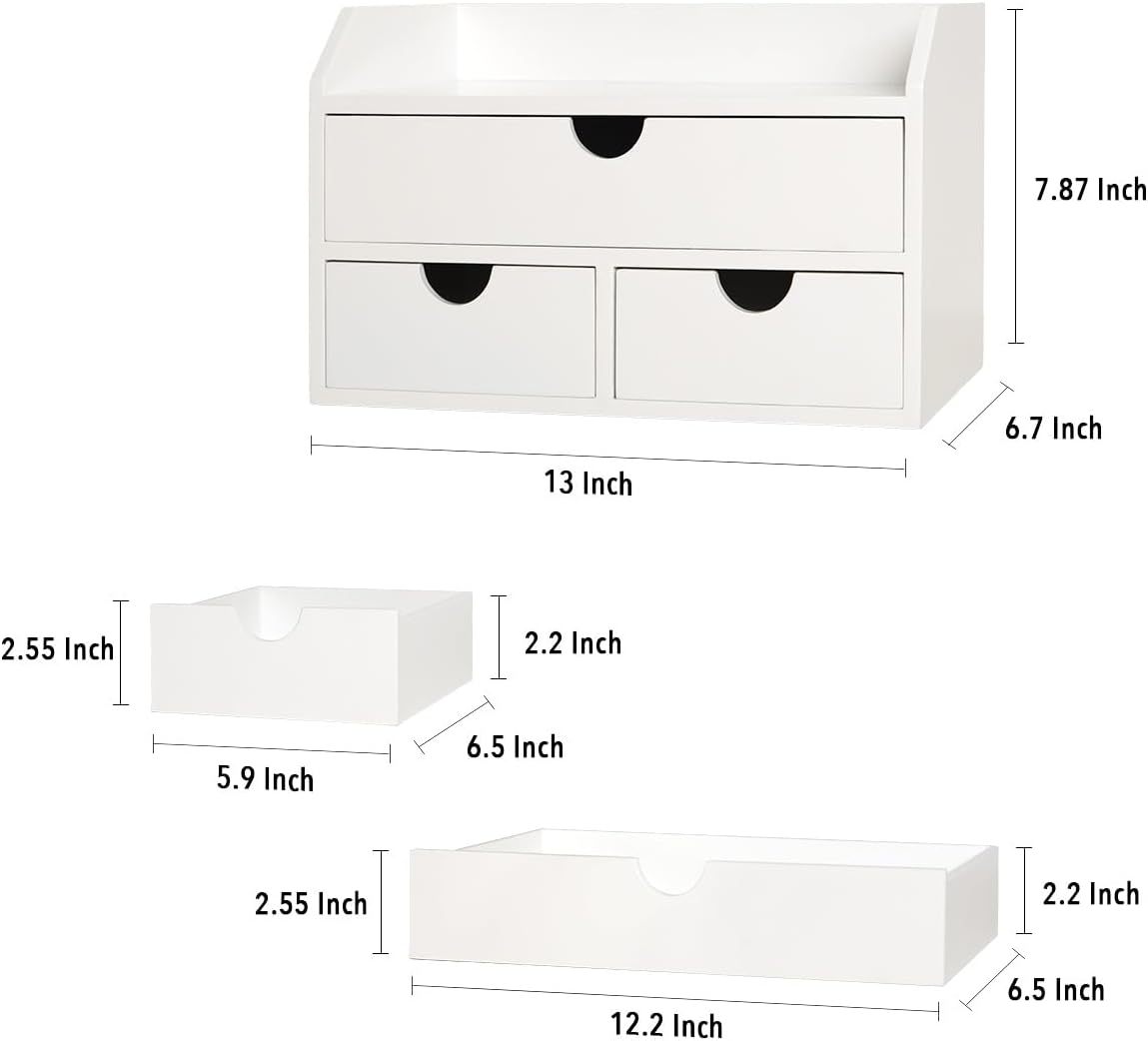ZGZD Elegant Wooden Desk Organizer with 3 Drawers – Premium Tabletop Office Supplies Storage for Home & Office – Stylish, Space-Saving, Multi-Functional Desk Accessories