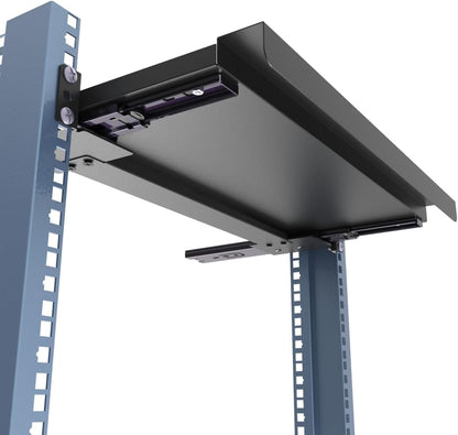 JINGCHENGMEI 1U Keyboard Tray 8" Deep -Universal 19" Rack Mount Sliding Shelf for Network Equipments Server Rack or Cabinet (8inch)