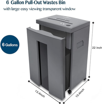 WOLVERINE 10-Sheet Super Micro Cut High Security Level P-5 Heavy Duty Paper/CD/Card Ultra Quiet Shredder for Home Office by 60 Mins Running Time and 6 Gallons Pullout Waste Bin SD9612 (Grey ETL)