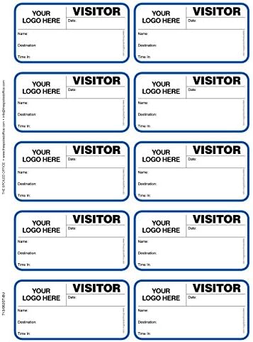 The Spoiled Office Custom Printed Visitor Sign in Book for School with 3" X 2" Peel Off Destination Carbonless Sheet with 500 Badges - Spiral Bound Log Book, Made in USA - Non-Expiring, Blue with Logo