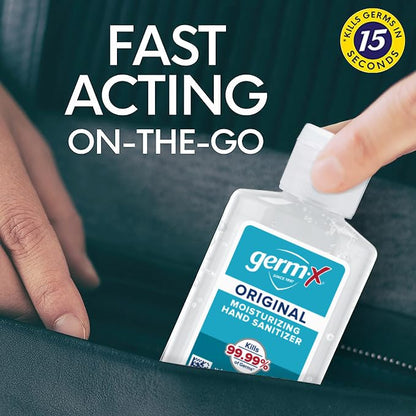 Germ-X Original Hand Sanitizer, Non-Drying Moisturizing Gel with Vitamin E, Instant and No Rinse Formula, Bulk Mini Travel Size for On-The-Go, 2 Fl Oz (Display Pack of 6)