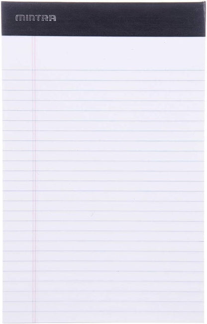 Mintra Office Legal Pads - ((BASIC WHITE 6pk, 5in x 8in, NARROW RULED))