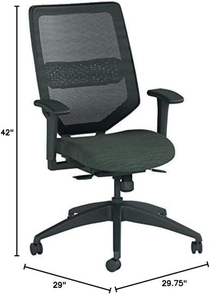 HON Solve Mesh Back Office Chair with Adjustable Arms, Adjustable Height, Tilt Tension, Lumbar Support, Swivels, on Rolling Wheels, Ink