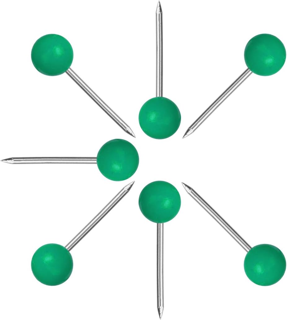 Map Tacks 1/8-Inch Assorted Color Beads Head Map Marking Push Pins,500-count (Green)