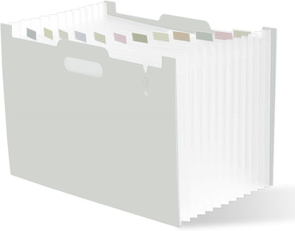 Y YOMA 2 Pack Accordion File Organizer with Handle 12 Pockets Expanding File Folder with Removable Tabs for A4 Letter Size Paper Portable Plastic Filing Organizer Document Bill Receipt Holder, Grey