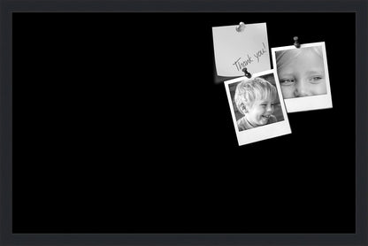 PinPix 28x18 Inch Cork Bulletin Board. This Decorative Framed Pin Board Comes with Solid Black Design and a Satin Black Frame. Ideal for Home Office Decor or Message Board (PinPix-622)