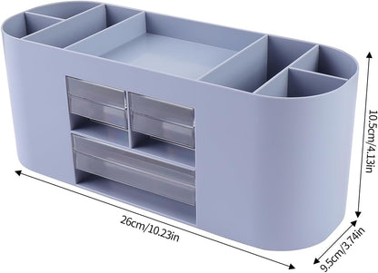 INSTOME Pencil Pen Holder for Desk with 3 Drawers - All-In-One Desk Organizer - Perfect Desk Accessories for Office Use - Stylish & Convenient Desk Organizers and Accessories (Blue)