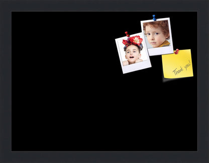 PinPix 16x12 Inch Cork Bulletin Board. This Decorative Framed Pin Board Comes with Solid Black Design and a Satin Black Frame. Ideal for Home Office Decor or Message Board (PinPix-622)