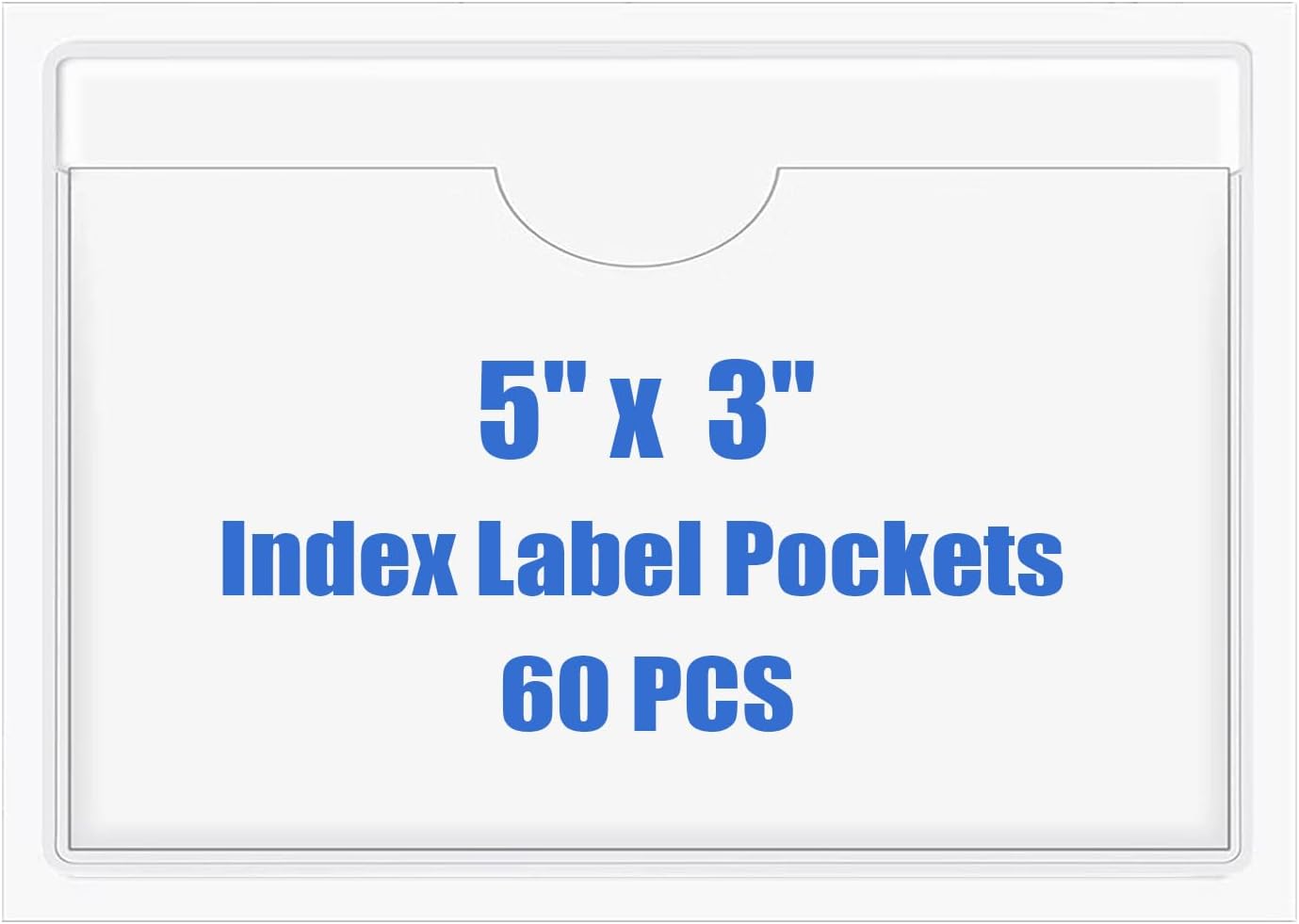 Origin-Joy 60 PCS Self Adhesive Index Card Pockets with Top Open, Clear Plastic Label Holder for Cards of Note, Library and Business, Adhesive Label Pockets & Card Holder (5 x 3 inch)