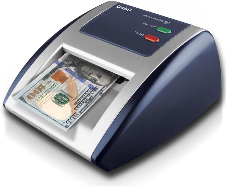 AccuBANKER D450 5-Point Counterfeit Bill Checker & Money Detector Machine w/Infrared Magnetic Watermark & Micro Printing Detection, Retail Grade - UL Listed (Pack of 2)