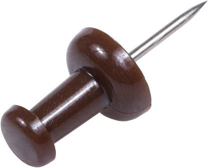 JAM PAPER Colorful Push Pins - Chocolate Brown Pushpins - 100/Pack