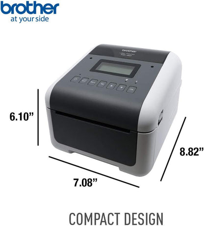 Brother TD-4550DNWB 4-inch Thermal Desktop Barcode and Label Printer, for Labels, Barcodes, Receipts and Tags, 300 dpi, 6 IPS, Standard USB and Serial, Ethernet LAN, Built-in Wi-Fi and Bluetooth,White
