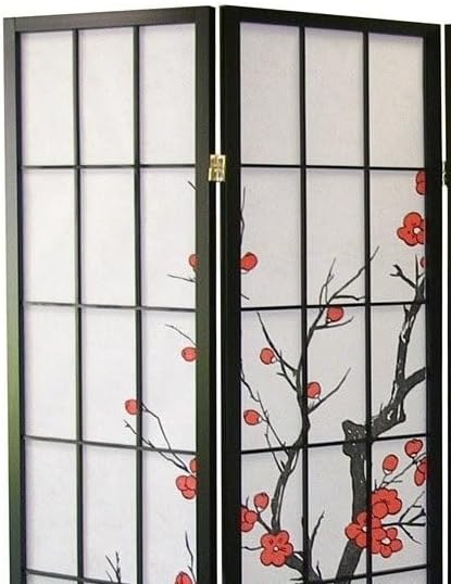 NicBex Room Divider 4 Panel Room Dividers with Oriental Style Partition Room Dividers and Folding Privacy Screens Wall Divider for Home, Office, Room Separation,71" W x 2" D x 71" H, Black