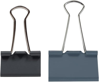 JAM PAPER Colorful Binder Clips Assortment - Medium & Large Size - Grey Binderclips - 27 Clips/Pack