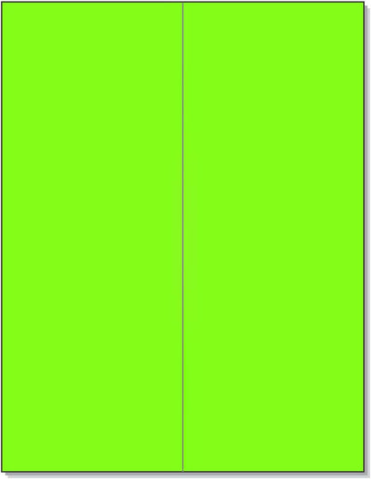 8-1/2 x 11" Neon Color High Light Fluorescent Labels for Laser & Inkjet Printer (Green Fluorescent, 4-1/4" x 11" - 2 Per Page | 50 Labels)