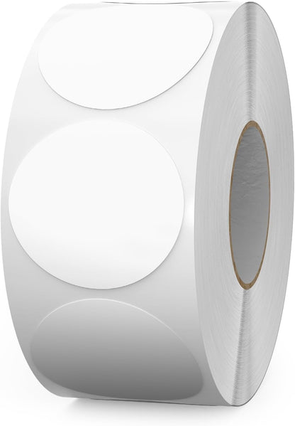 1000 PCS Color Coding Round Stickers 1.5 Inch Vinyl White Dot Sticker Removable Writable Circle Labels for Inventory Garage Sale Price Tags