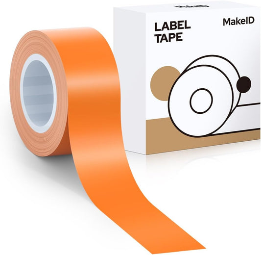 MakeID E1 Q1 Label Maker Tape Refills, 16mm x 4m (0.63" x 13') Continuous Sticker Thermal Laminated Waterproof Self-Adhesive Multipurpose Labeling Tape Replacement