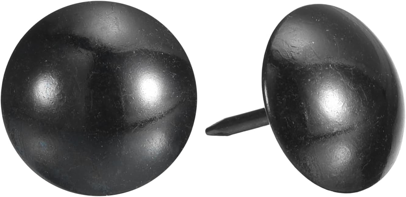 uxcell Upholstery Tacks Nail Pins Furniture, 150Pcs 19x23mm Thumb Tack Pins Assortment Kit Carbon Steel for Home Sofa DIY Decorative Nail Heads Nails, Black