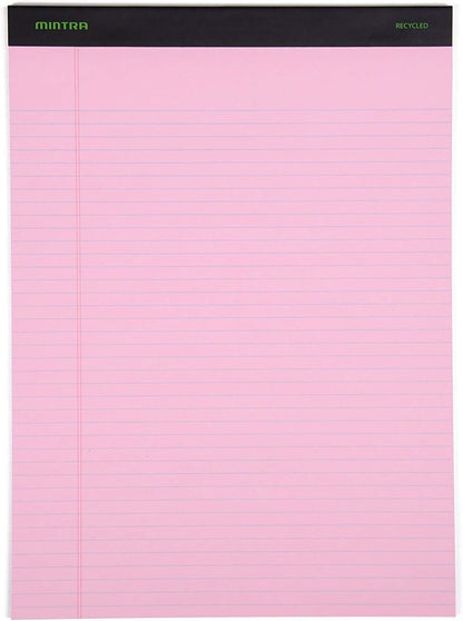 Mintra Office Legal Pads, ((Basic 6pk - (Pastel Version #3), 8.5in x 11in, Narrow Ruled)) - Includes 2 Blue Writing Pads, 2 Pink Writing Pads and 2 Green Writing Pads