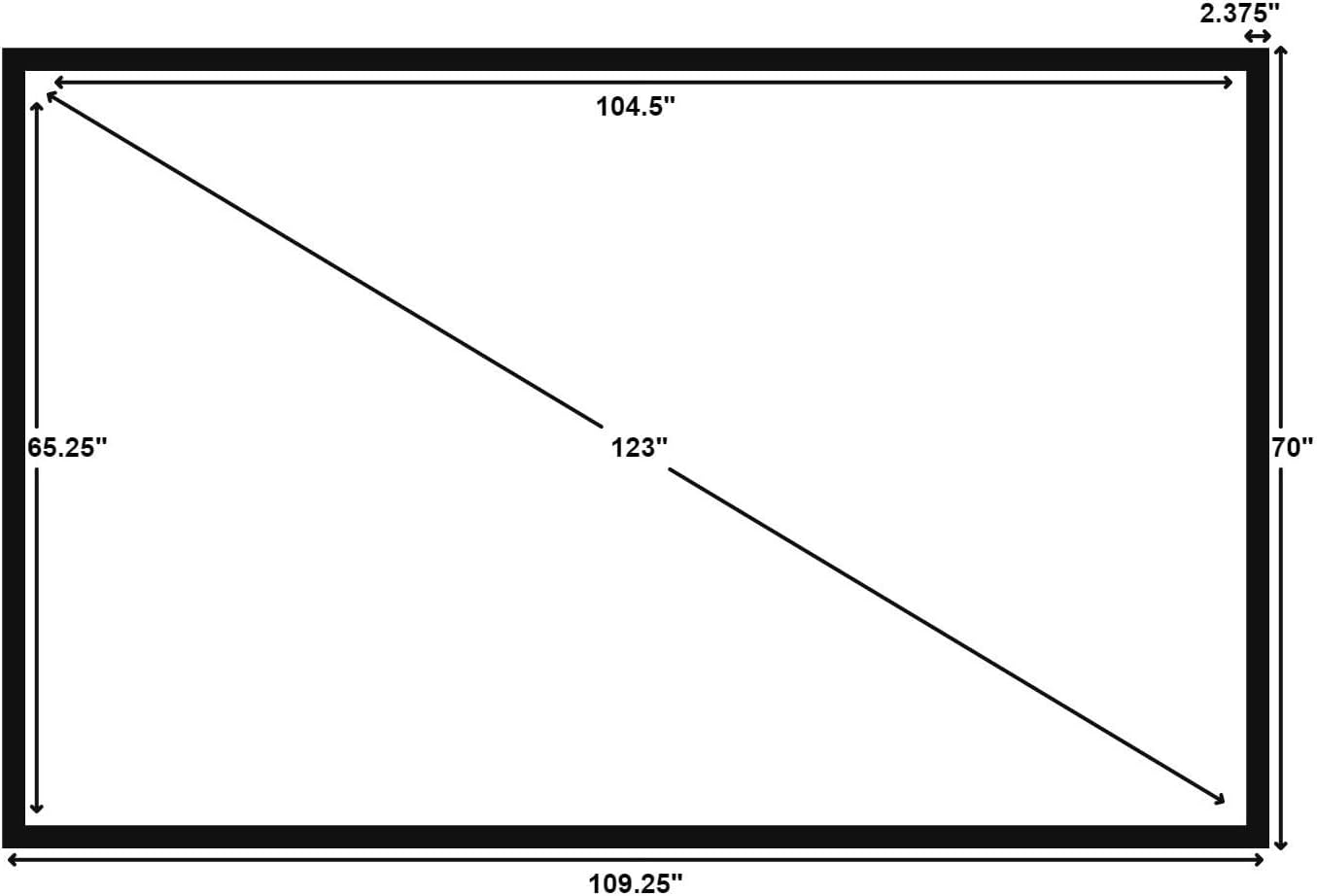 Silver Ticket Products STR Series 6 Piece Home Theater Fixed Frame 4K / 8K Ultra HD, HDTV, HDR & Active 3D Movie Projection Screen, 16:10 Format, 123" Diagonal, White Material STR-1610123