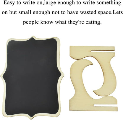 HAHIYO Mini Blackboards Chalkboard Signs with Wood Easels Support Easy Set up Smooth Even Surface Easy Write and Clean Stand Not Fall Over for Food Wedding Buffet Memo 12PCS