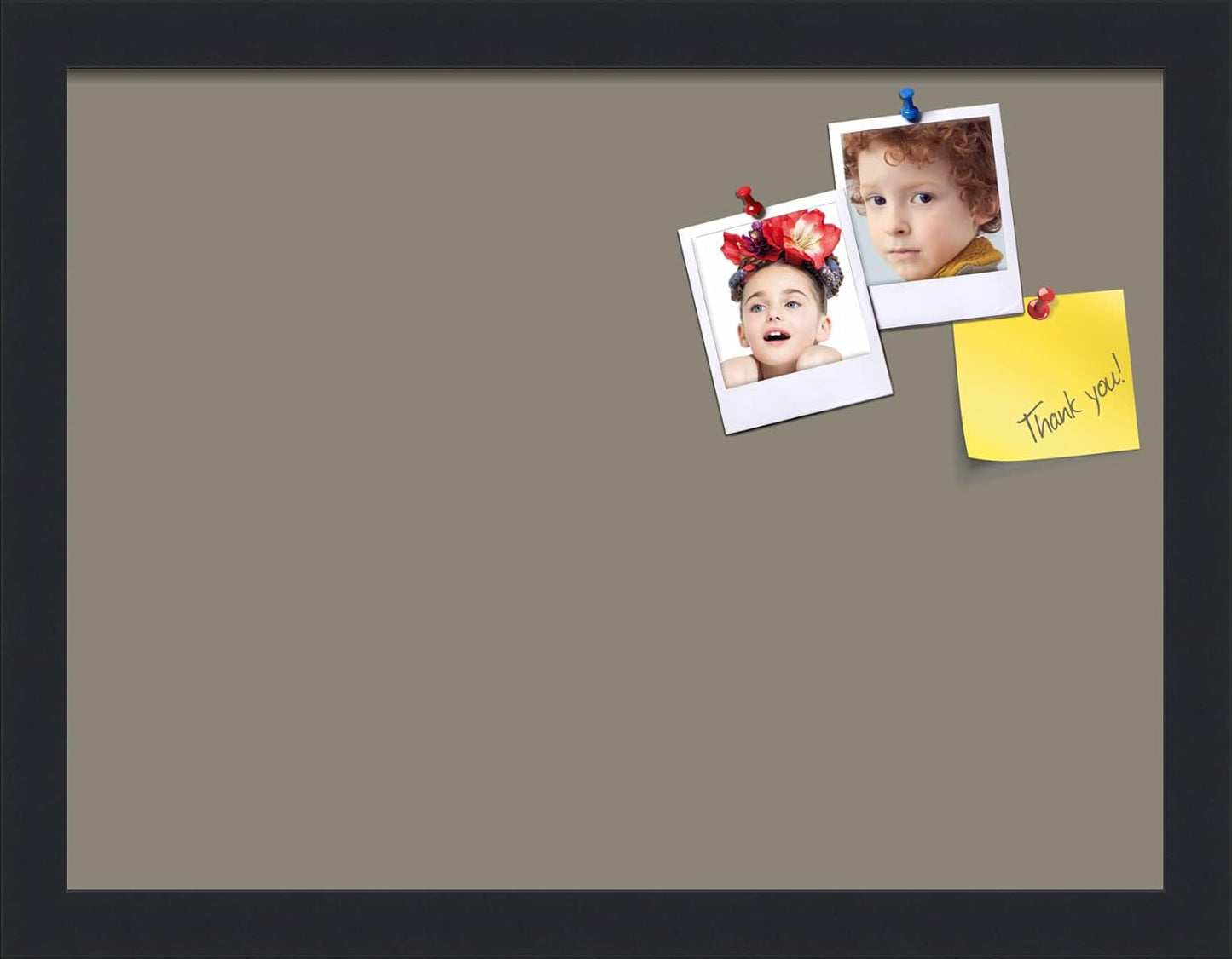 PinPix 16x12 Inch Cork Bulletin Board. This Decorative Framed Pin Board Comes with Pewter Design and a Satin Black Frame. Ideal for Home Office Decor or Message Board (PinPix-1812)