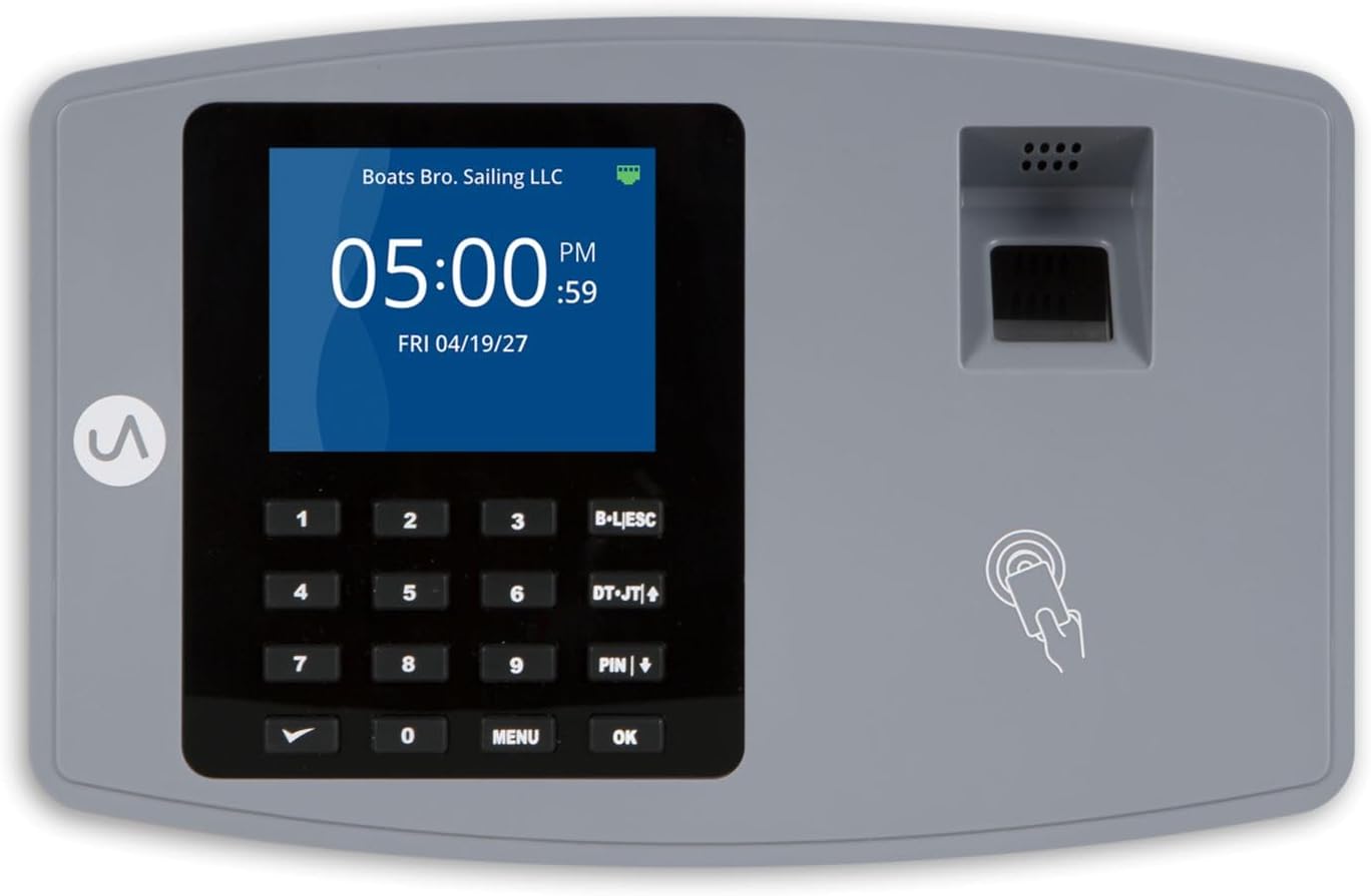 uAttend BN6500 Biometric Fingerprint Time Clock System for Small Business with WiFi and Cloud-Based Employee Timecards