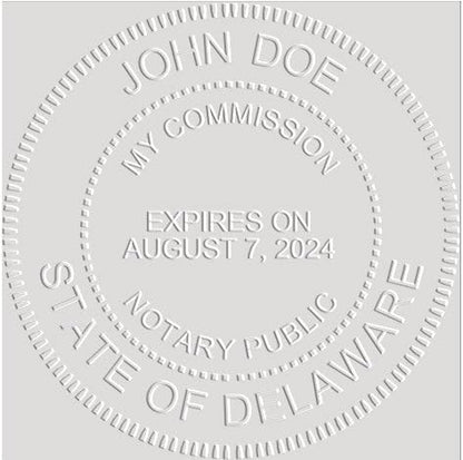 MaxMark Notary Seal Round Pink Embosser for Delaware State - Includes Gold Burst Seal Labels (50 Count)