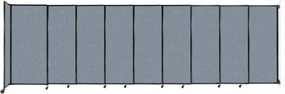 Wall-Mounted Sliding StraightWall Room Divider | Adjustable Widths | Locking Wheels | Room Separator | Up to 19'9" Wide x 6' Tall Powder Blue Fabric Panels