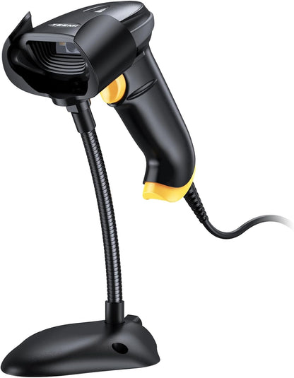 TEEMI 2D Barcode Scanner with Smart Stand USB Wired Handheld Automatic QR Data Matrix PDF417 OCR bar Codes Imager Global Shutter Computer Screen Scan for Windows Mac and Linux PC POS, Stand Included