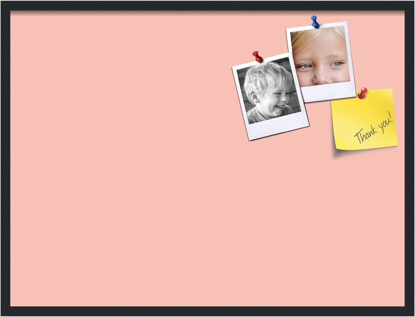 PinPix 40x30 Inch Cork Bulletin Board. This Decorative Framed Pin Board Comes with Pink Pastel Design and a Satin Black Frame. Ideal for Home Office Decor or Message Board (PinPix-1813)