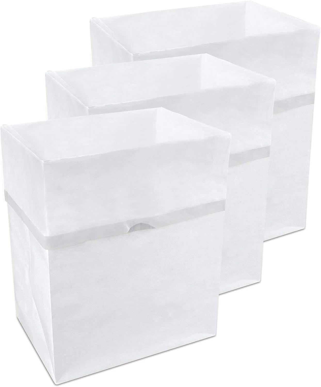 | 13 Gallon Disposable Trash Cans (3-Pack) with Fitted Trash Bags - Reusable Garbage and Recycling Bins for Parties, Events, and More (White - 17" Height x 13.5" Width x 10" Depth)